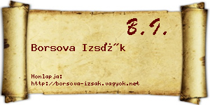 Borsova Izsák névjegykártya